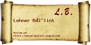 Lehner Bálint névjegykártya